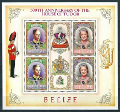 BELIZE 1984 - REGALITATE, DINASTIA LUI TUDOR - KLB NESTAMPILAT - MNH / personalitati135 foto