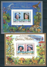 BEQUIA 1985 - REGALITATE BRITANICA, ANIVERSARE REGINA ELISABETA - 2 BLOCURI DELUXE - NESTAMPILATE - MNH / personalitati234 foto