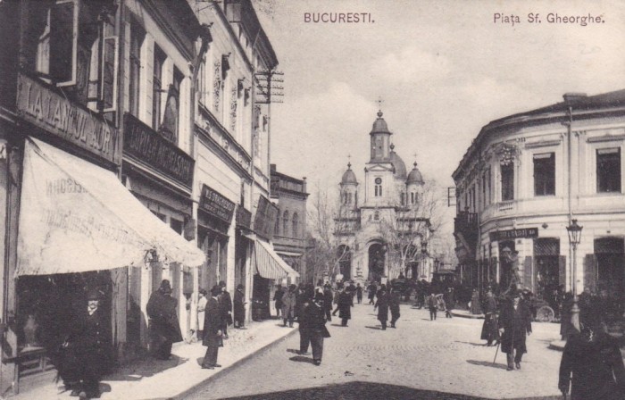 BUCURESTI PIATA SFANTUL GHEORGHE MAGAZINE ANIMATA CIRCULATA 1905