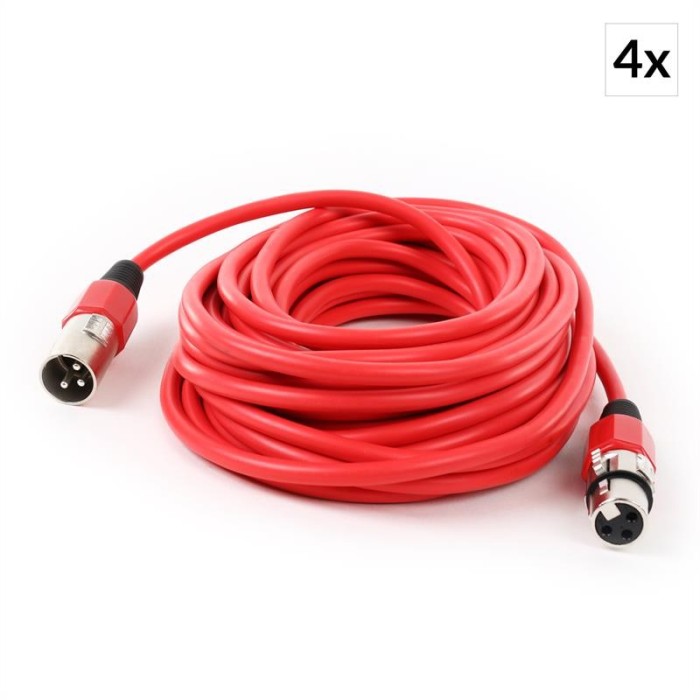 4 x FrontStage XLR cablu 10m rosu foto mare 4 x FrontStage XLR cablu 10m rosu foto mare