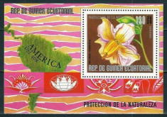 GUINEA ECUATORIALA 1976 - FLORI DIN AMERICA DE SUD - BLOC NESTAMPILAT - MNH / flora24 foto