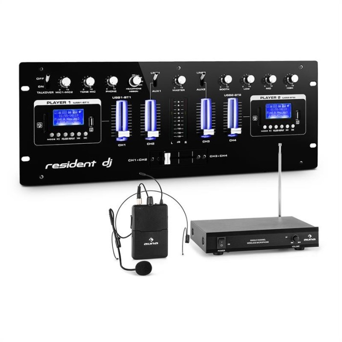 resident dj DJ405USB-BK 4-Kanal-DJ-mixer-incl. microfon wireless VHF-1 H-1 canal VHF set cu căști foto mare resident dj DJ405USB-BK 4-Kanal-DJ-mixer-incl. microfon wireless VHF-1 H-1 canal VHF set cu căști foto mare