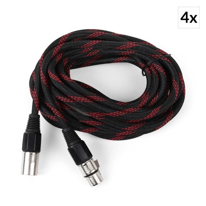 4 x FrontStage XLR cablu 6m textil negru-ro?u foto mare 4 x FrontStage XLR cablu 6m textil negru-ro?u foto mare
