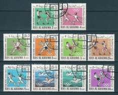 RAS AL KHAIMA 1966 - JOCURI OLIMPICE - SERIE DE 10 TIMBRE - STAMPILATA / sport16 foto