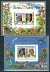 TUVALU - NUI 1985 - REGALITATE BRITANICA, ANIVERSARE REGINA ELISABETA - 2 BLOCURI DELUXE - NESTAMPILATE - MNH / personalitati252 foto