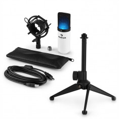 AUNA MIC-900WH-LED V1, set de microfon usb, microfon condensator alb + suport de masa foto