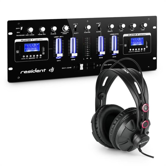 resident dj DJ405USB-BK 4-Kanal-DJ-mixer-inclusiv casti de studio foto mare resident dj DJ405USB-BK 4-Kanal-DJ-mixer-inclusiv casti de studio foto mare