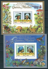 TUVALU - NANUMEA 1985 - REGALITATE BRITANICA, ANIVERSARE REGINA ELISABETA - 2 BLOCURI DELUXE - NESTAMPILATE - MNH / personalitati249 foto