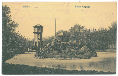 3876 - BUZAU, Park, Romania - old postcard - used - 1918 foto
