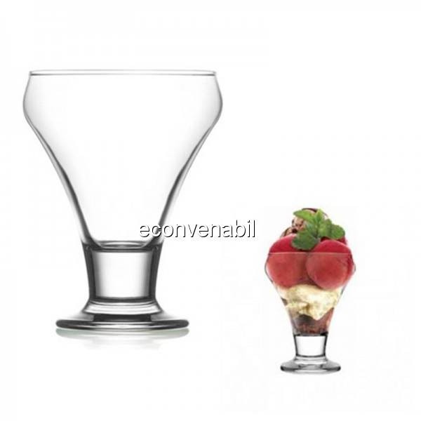 Set 24 cupe sticla cu picior pentru inghetata 305ml Frosty 378 foto mare Set 24 cupe sticla cu picior pentru inghetata 305ml Frosty 378 foto mare
