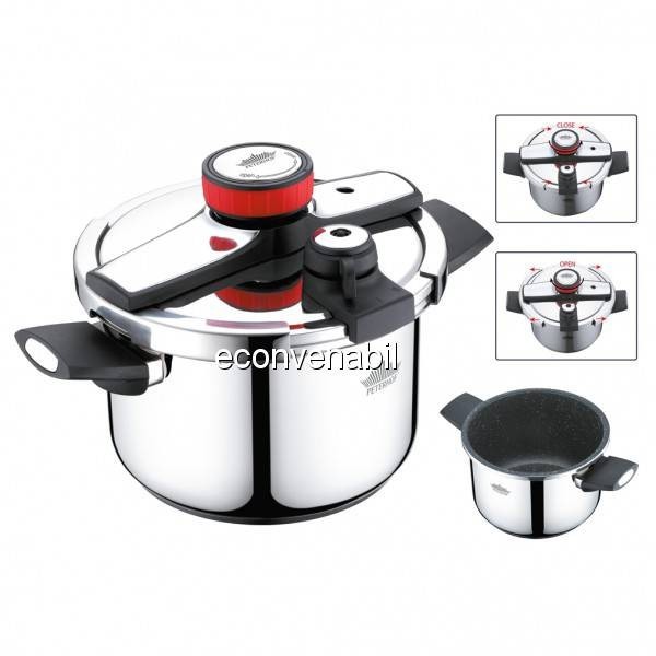 Oala sub presiune din inox cu interior de granit 6L Peterhof PH15827 foto mare Oala sub presiune din inox cu interior de granit 6L Peterhof PH15827 foto mare