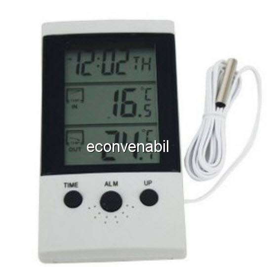 Termometru Digital cu Ceas si Alarma WSD2B foto mare Termometru Digital cu Ceas si Alarma WSD2B foto mare
