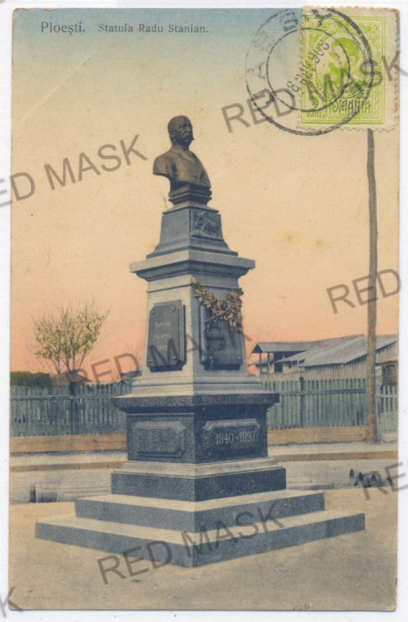 3905 - PLOIESTI, statue Radu Stanian - old postcard - used - 1908 - TCV