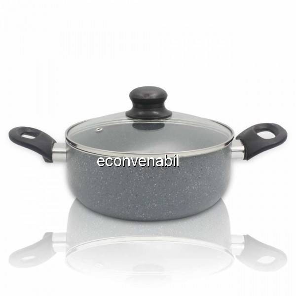 Oala Aluminiu Marmorata cu Manere si Capac 24cm 4L Sapir SP1318CS24 foto mare Oala Aluminiu Marmorata cu Manere si Capac 24cm 4L Sapir SP1318CS24 foto mare