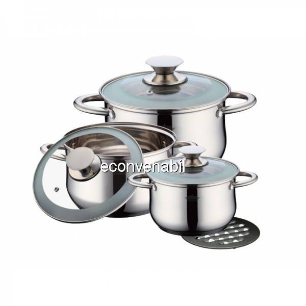 Set oale din inox cu capac 7 piese Peterhof PH15728 foto mare Set oale din inox cu capac 7 piese Peterhof PH15728 foto mare