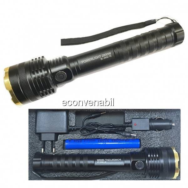 Lanterna LED 5W cu Acumulator Lung 18650 12V 220V BL2602T6 foto mare Lanterna LED 5W cu Acumulator Lung 18650 12V 220V BL2602T6 foto mare