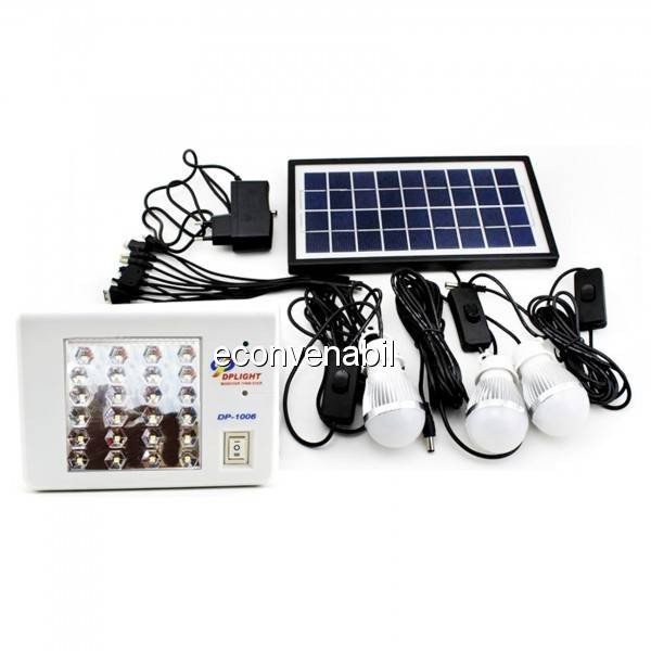 Kit Solar cu Lanterna 24LED, Slot USB si 3 Becuri 6V 4.5Ah DP1006 foto mare Kit Solar cu Lanterna 24LED, Slot USB si 3 Becuri 6V 4.5Ah DP1006 foto mare