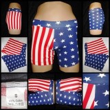 Pantaloni Scurti Dama Bumbac Steag SUA America M L XL | Sort Femei Vara Casual Fashion