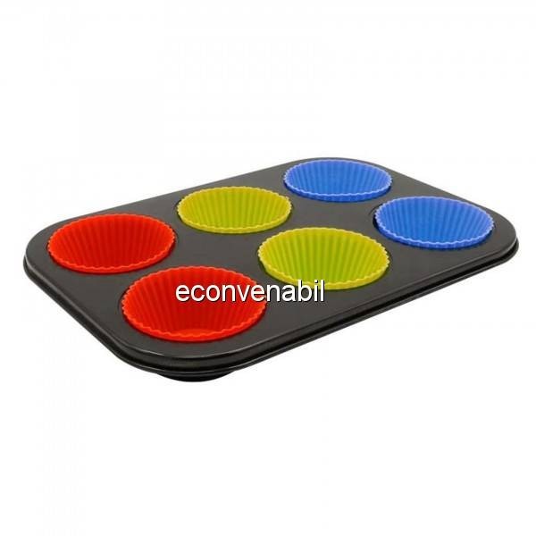 Tava Briose Otel Carbon cu 6 Cupe Silicon Sapir SP1223PSC foto mare Tava Briose Otel Carbon cu 6 Cupe Silicon Sapir SP1223PSC foto mare