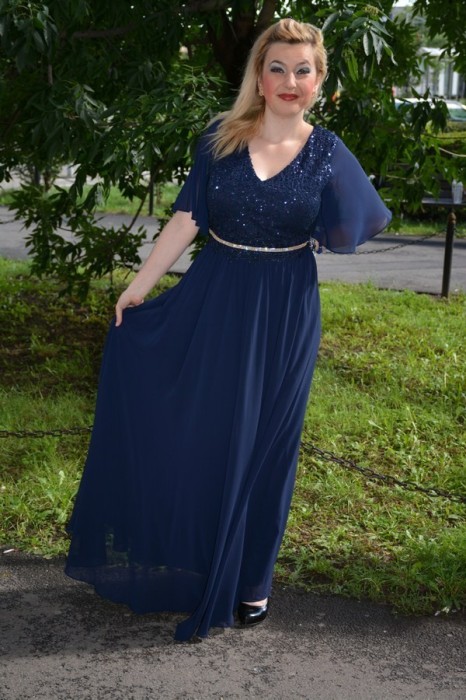 Rochie lunga, model fashion cu dantela si voal nuanta bleumarin (Culoare: BLEUMARIN, Marime: 54) foto mare Rochie lunga, model fashion cu dantela si voal nuanta bleumarin (Culoare: BLEUMARIN, Marime: 54) foto mare