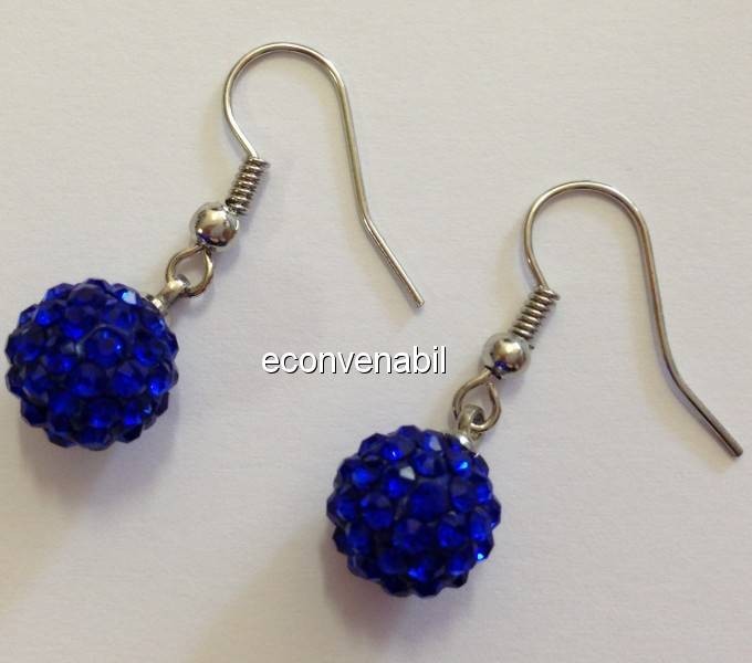 Cercei Shamballa cu Cristale Albastri foto mare Cercei Shamballa cu Cristale Albastri foto mare