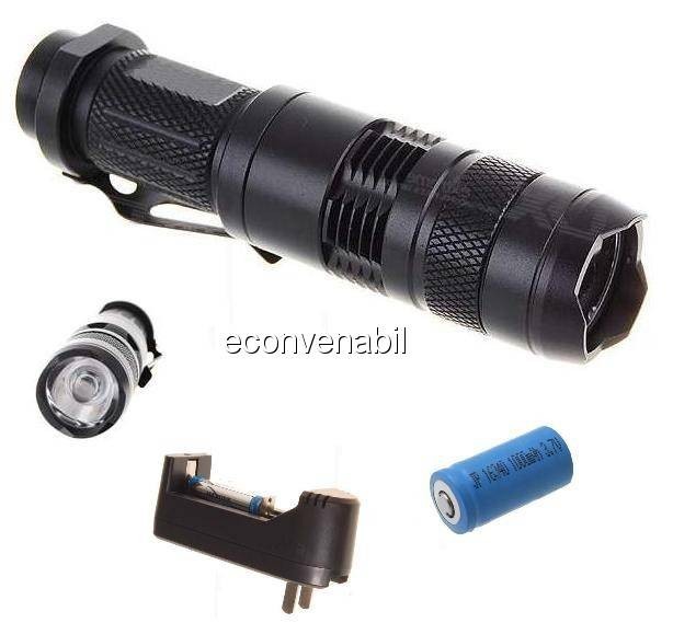 Lanterna metalica reincarcabila cu LED 1W 8100m foto mare Lanterna metalica reincarcabila cu LED 1W 8100m foto mare