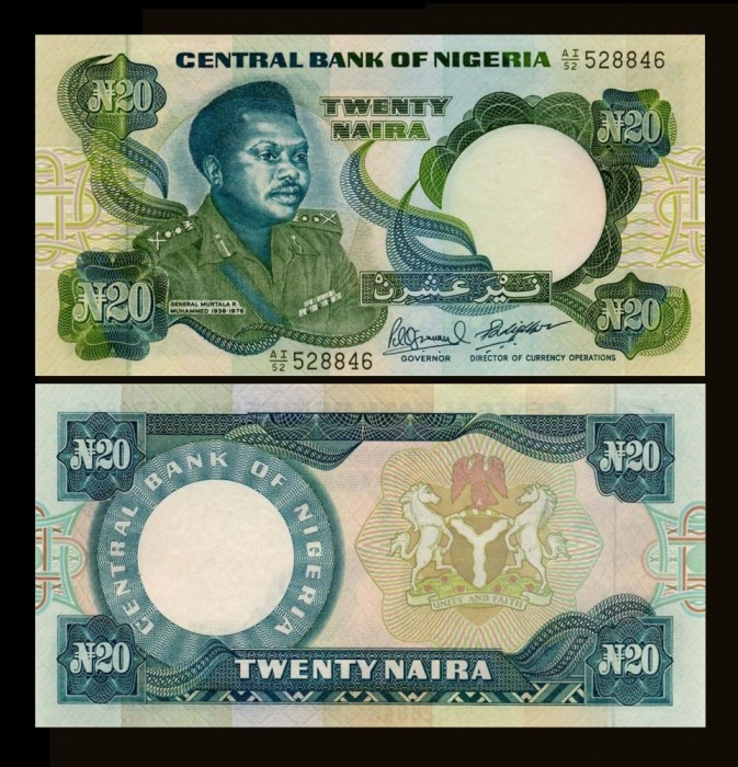 Nigeria 1983 - 20 naira UNC foto mare Nigeria 1983 - 20 naira UNC foto mare