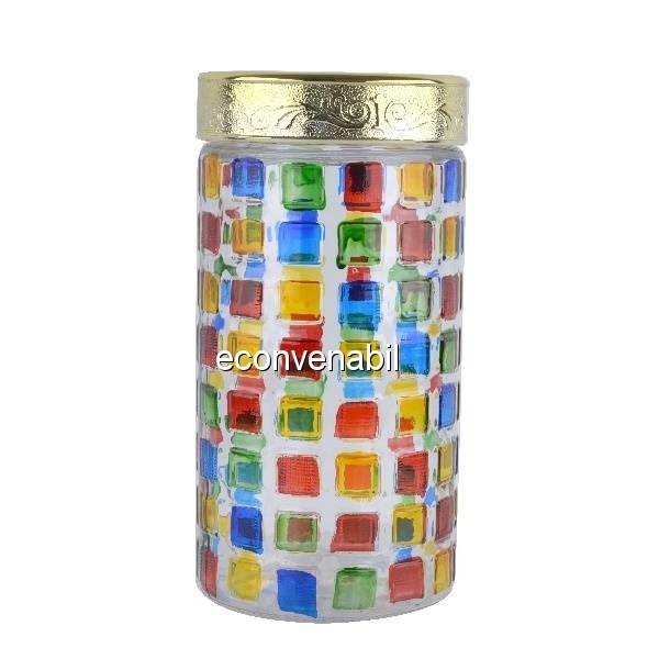 Recipent condimente din sticla pictata cu capac Peterhof PH10033 1.7L foto mare Recipent condimente din sticla pictata cu capac Peterhof PH10033 1.7L foto mare