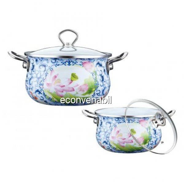 Oala emailata cu capac de Sticla 2.7L 18cm Reisz RZ432 foto mare Oala emailata cu capac de Sticla 2.7L 18cm Reisz RZ432 foto mare