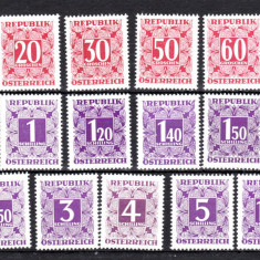 AUSTRIA 1949 -1951 TIMBRE PORTO - 17 VALORI NESTAMPILATE