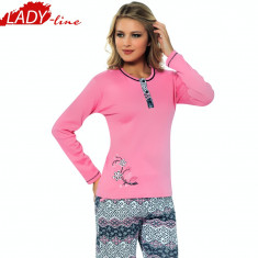 Pijama Dama Maneca/Pantalon Lung, Bumbac Interlock, Model Happy SPring, Cod 1114 foto