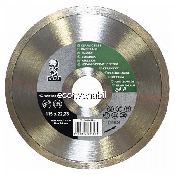 Disc debitat placi ceramice diamantat Atlas Ceramic 115x22.23mm foto mare Disc debitat placi ceramice diamantat Atlas Ceramic 115x22.23mm foto mare