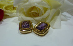 Cercei aur 18k cu amethyst foto