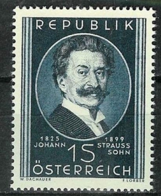 AUSTRIA 1949 JOHANN STRAUSS -TATAL/ FIUL- , 2 SERII COMPLETE NESTAMPILATE foto