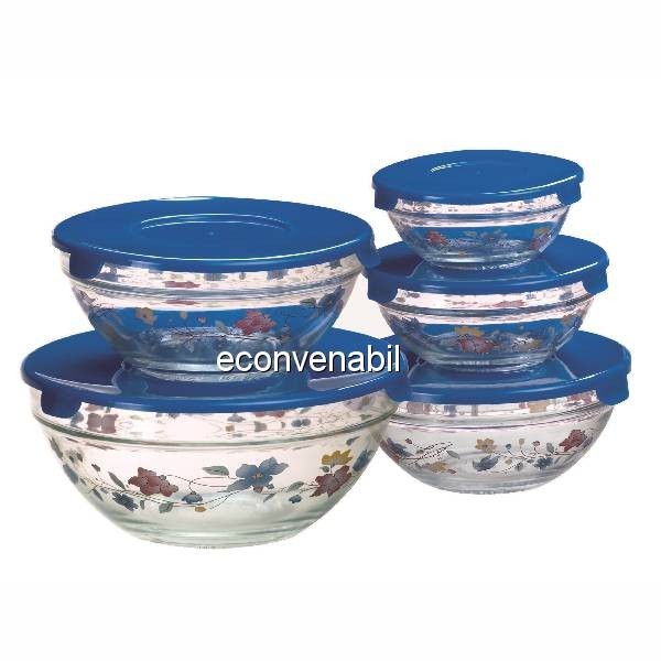 Set caserole sticla 5 piese SN2020B foto mare Set caserole sticla 5 piese SN2020B foto mare