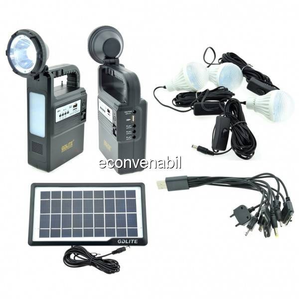 Kit Incarcator Urgente cu Panou Solar Lanterna Radio FM USB MP3 GD8133 foto mare Kit Incarcator Urgente cu Panou Solar Lanterna Radio FM USB MP3 GD8133 foto mare