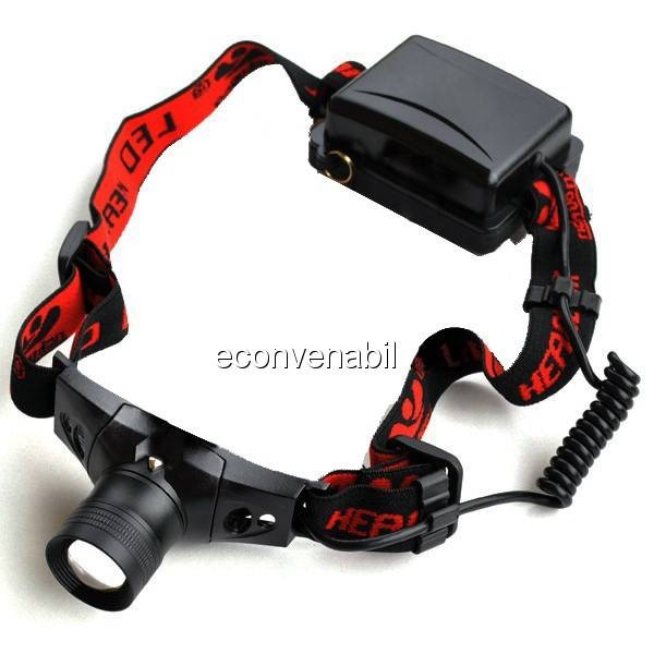 Lanterna Frontala Zoom LED CREEE Acumulator 18650 IPX8 3 Faze foto mare Lanterna Frontala Zoom LED CREEE Acumulator 18650 IPX8 3 Faze foto mare
