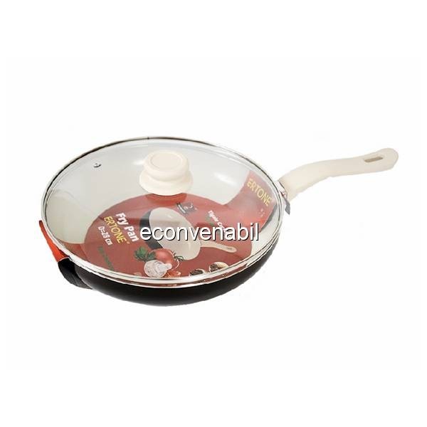 Tigaie Ceramica cu capac din sticla Ertone MN826 26cm foto mare Tigaie Ceramica cu capac din sticla Ertone MN826 26cm foto mare