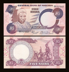 Nigeria 1983 - 5 naira UNC foto