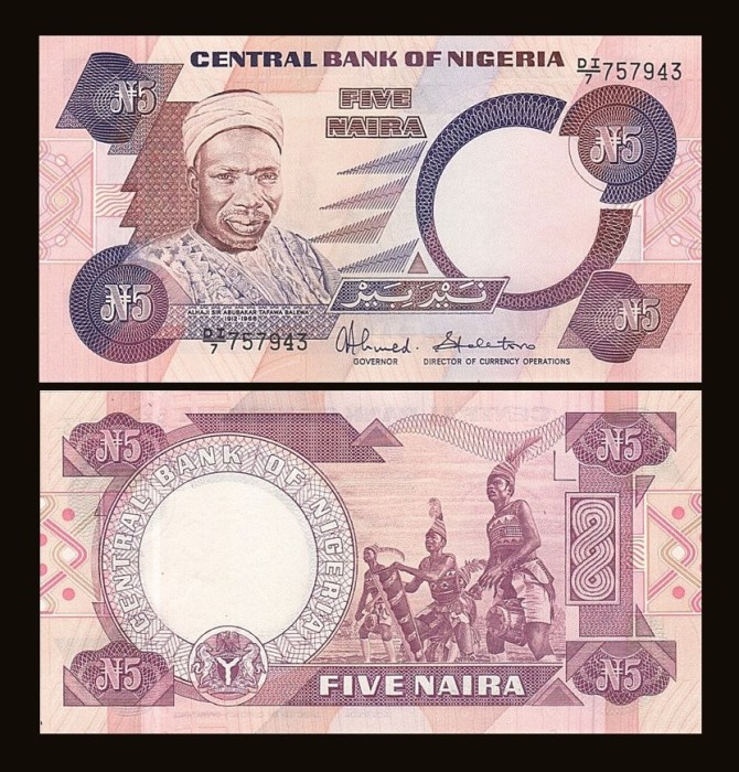 Nigeria 1983 - 5 naira UNC foto mare Nigeria 1983 - 5 naira UNC foto mare