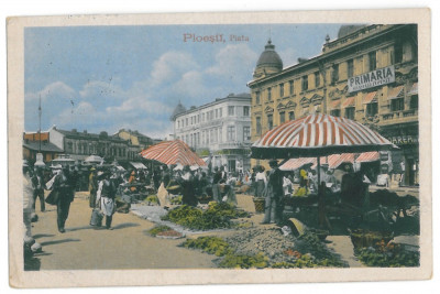 3900 - PLOIESTI, Market - old postcard - used - 1917 foto
