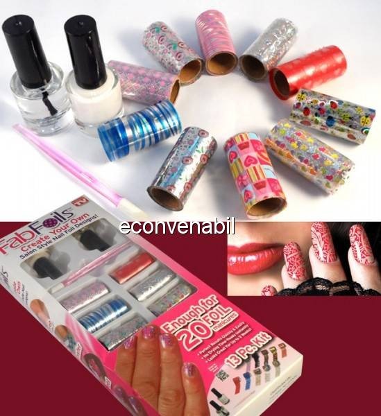 Fab Foils Folii Transfer Unghii 10 Modele foto mare Fab Foils Folii Transfer Unghii 10 Modele foto mare
