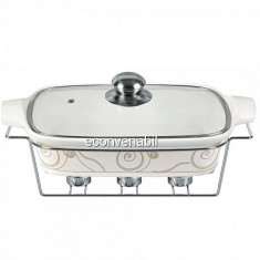 Vas cald dish portelan Sapir SP1315RC suport 3 lumanari 3.5L foto