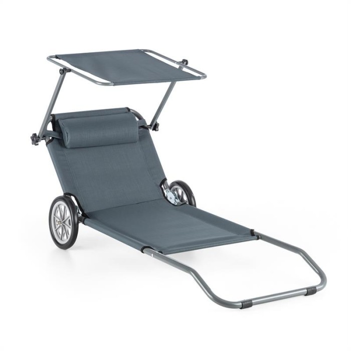 Blum Feldt Maritimo sejlong plajă, căptușit, gri 110x52cm cu perna, aluminiu foto mare Blum Feldt Maritimo sejlong plajă, căptușit, gri 110x52cm cu perna, aluminiu foto mare