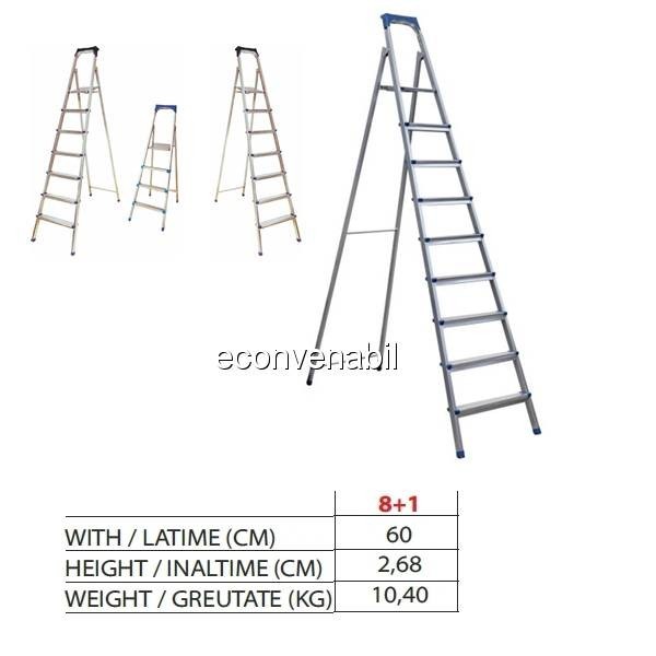 Scara metalica 8+1 Trepte Sanitec SN309 60x2,68cm 10,40kg foto mare Scara metalica 8+1 Trepte Sanitec SN309 60x2,68cm 10,40kg foto mare
