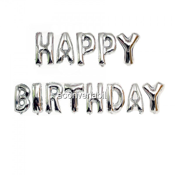 Set 13 Baloane Jumbo 40cm din folie metalizata Argintie Happy Birthday foto mare Set 13 Baloane Jumbo 40cm din folie metalizata Argintie Happy Birthday foto mare
