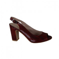 Sanda simpla cu model clasic de bareta, piele lacuita marsala (Culoare: MARSALA, Marime: 37) foto