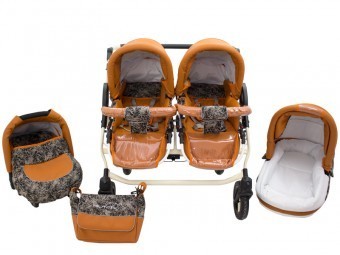 Carucior Pentru Gemeni 3 in 1 Solar DUO Maro-Crem foto mare Carucior Pentru Gemeni 3 in 1 Solar DUO Maro-Crem foto mare