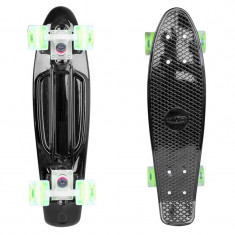 Penny Board, 56 cm, roti silicon cu lumini, negru foto