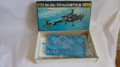 Macheta elicopter militar scara 1/72 SA 316/319 Alouette III Heller Model set foto